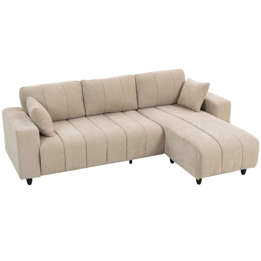 L-formad soffa med justerbar schäslong, 3-sits, beige | Hem & Hobby | Pryloteket