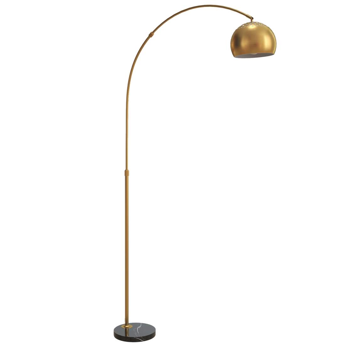 Böjd golvlampa – marmorfot, svart och guld, 180 cm | Hem & Hobby | Pryloteket