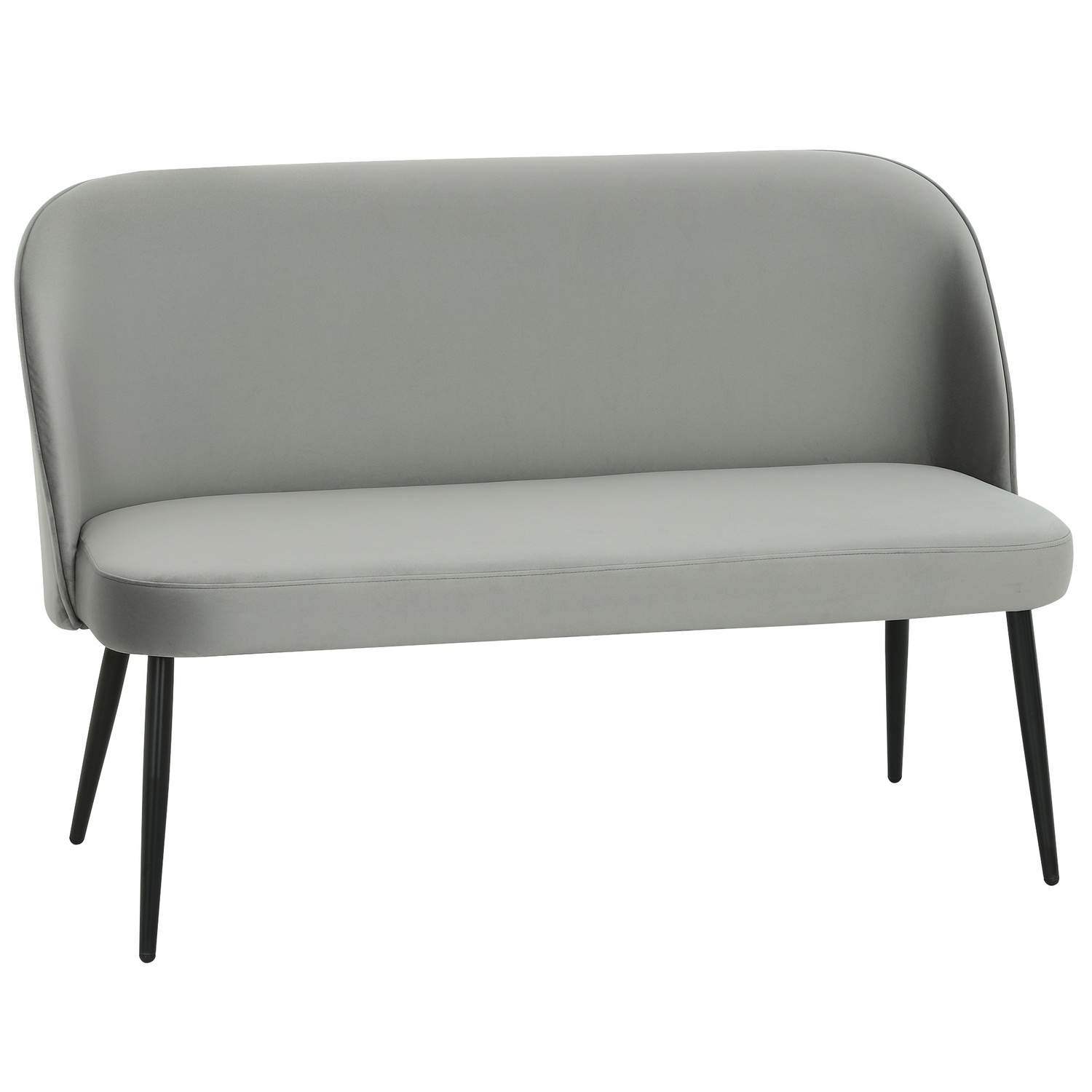 2-personers sofa, fløjlsstof, metal- og træstel, grå