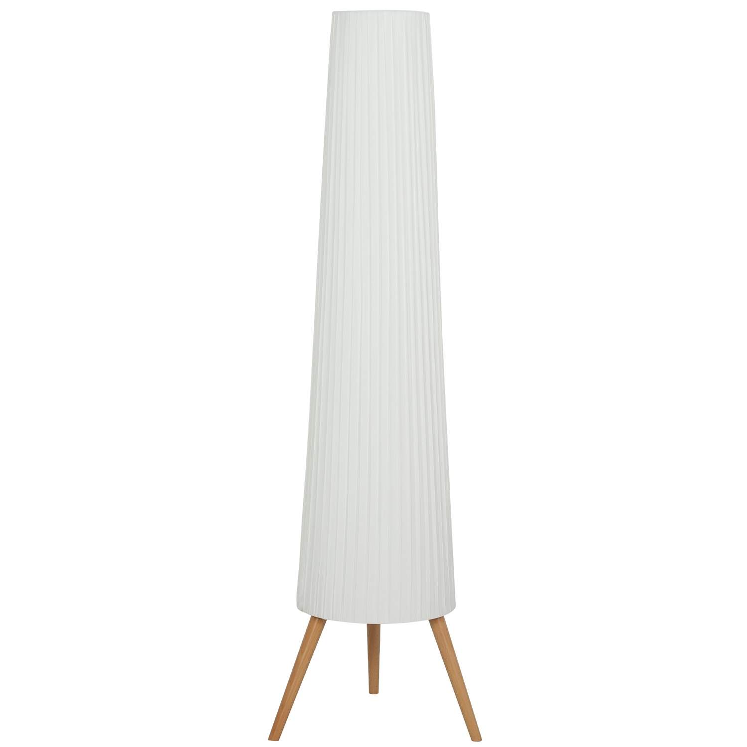 Dæmpbar LED-gulvlampe – træstativ, 46 x 153 cm, hvid