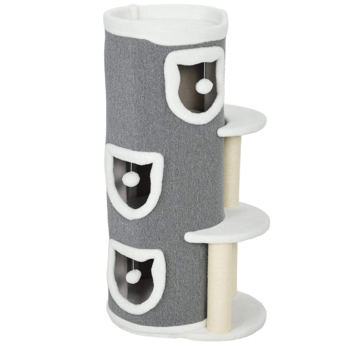 Kattorn med 3 våningar, mysiga grottor och sisalstolpar – 101 cm | Hem & Hobby | Pryloteket