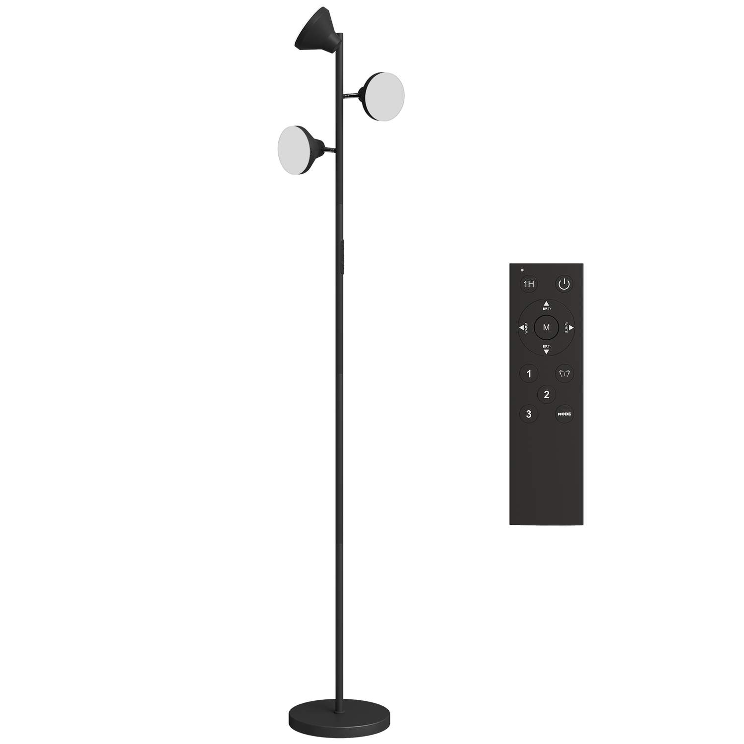 Dæmpbar gulvlampe med læselys – RGB, fjernbetjening