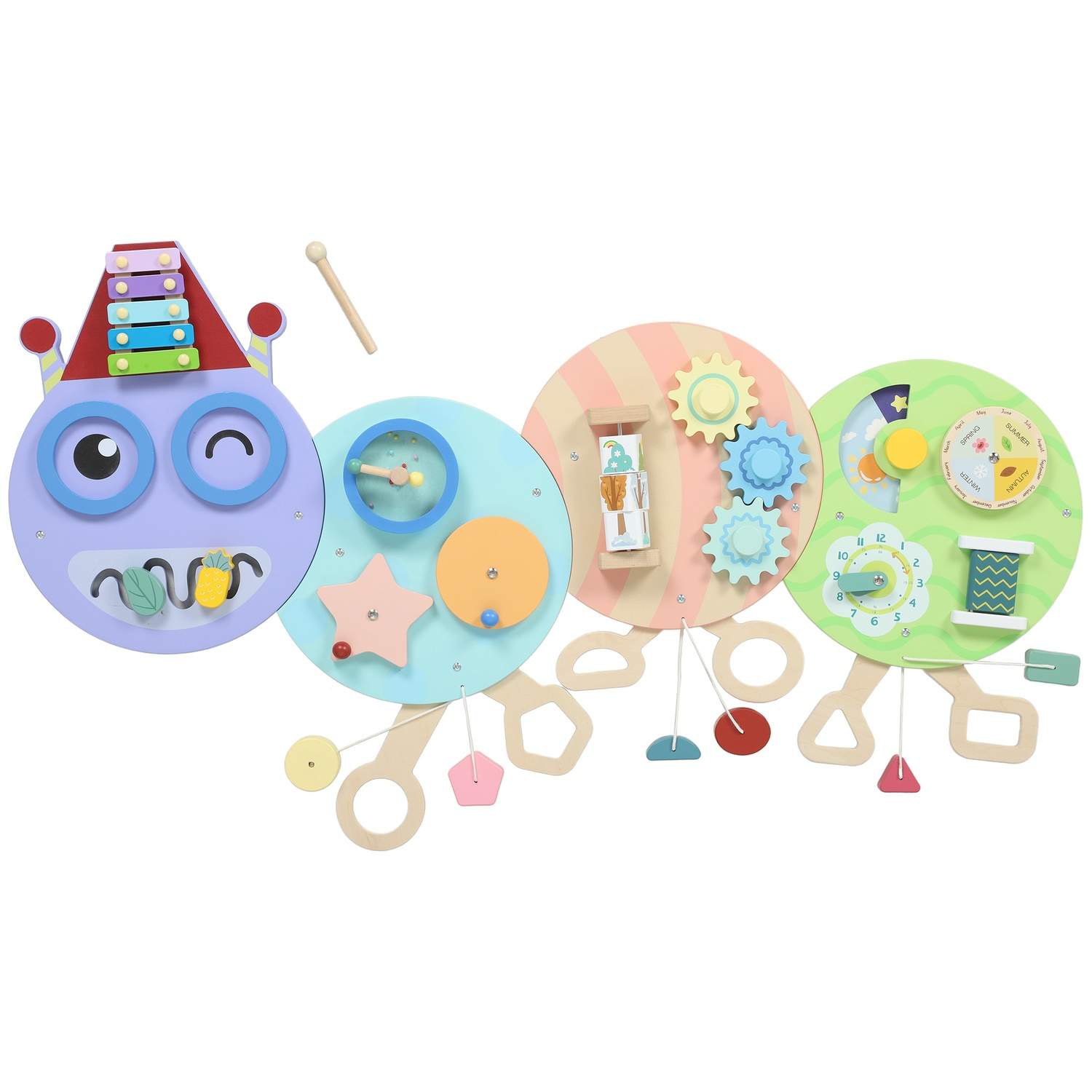Montessori Busy Board – 7-i-1 vægaktivitetscenter, 108 cm