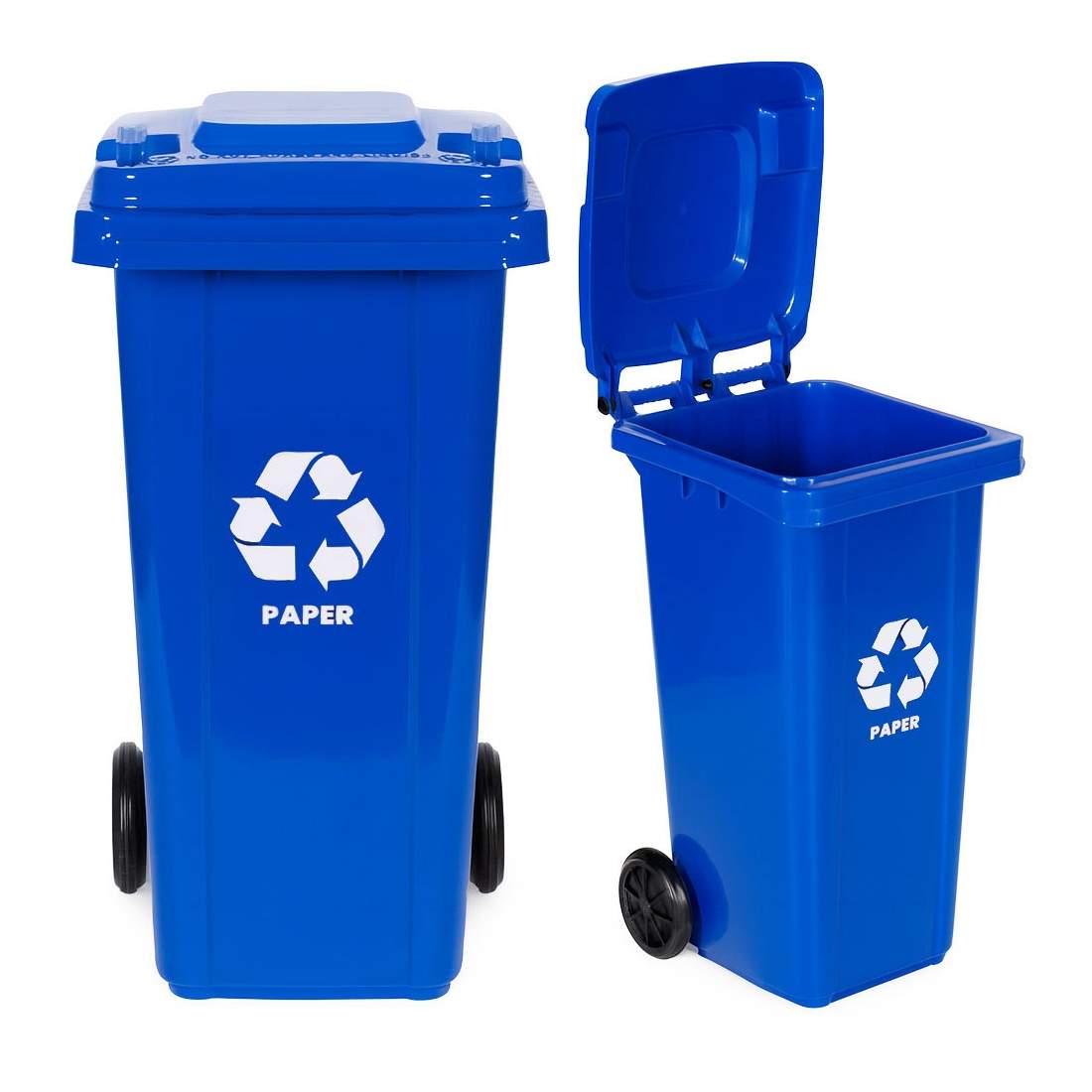 Blå 120L pappersavfallsbehållare – UV-resistent, gummihjul | Hem & Hobby | Pryloteket