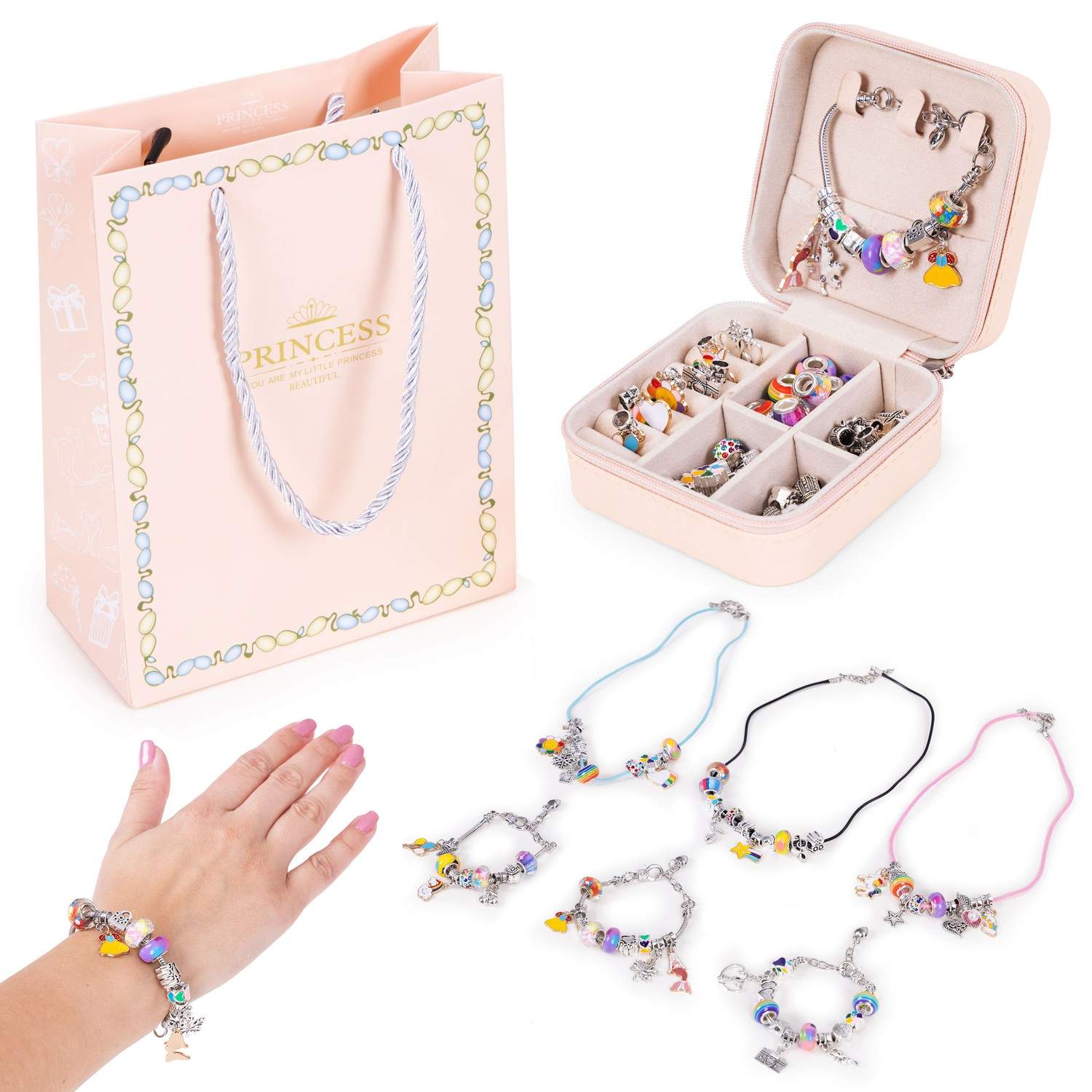 Smykkefremstillingssæt til børn – 66 dele med organizer