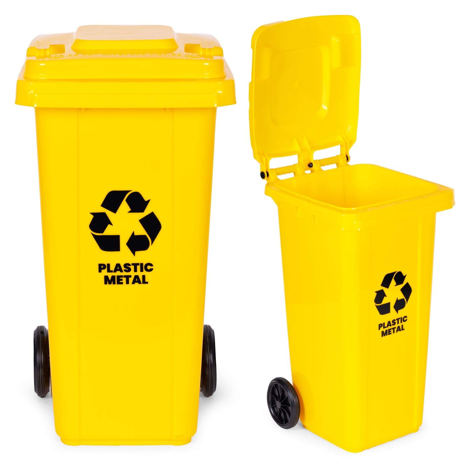 Gul 120L affaldsbeholder – Holdbar HDPE, gummihjul