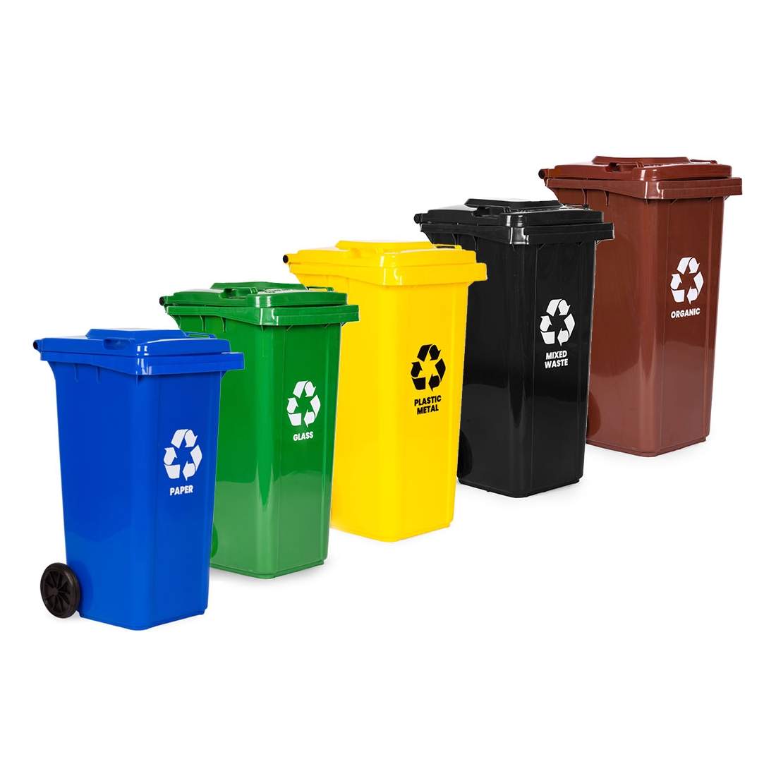 Papperskorgar – 5x120L, färgkodade, enkel transport | Hem & Hobby | Pryloteket