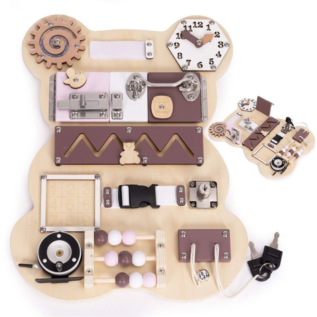 Sensorisk aktivitetstavla i trä för barn – 12 interaktiva bitar | Hem & Hobby | Pryloteket