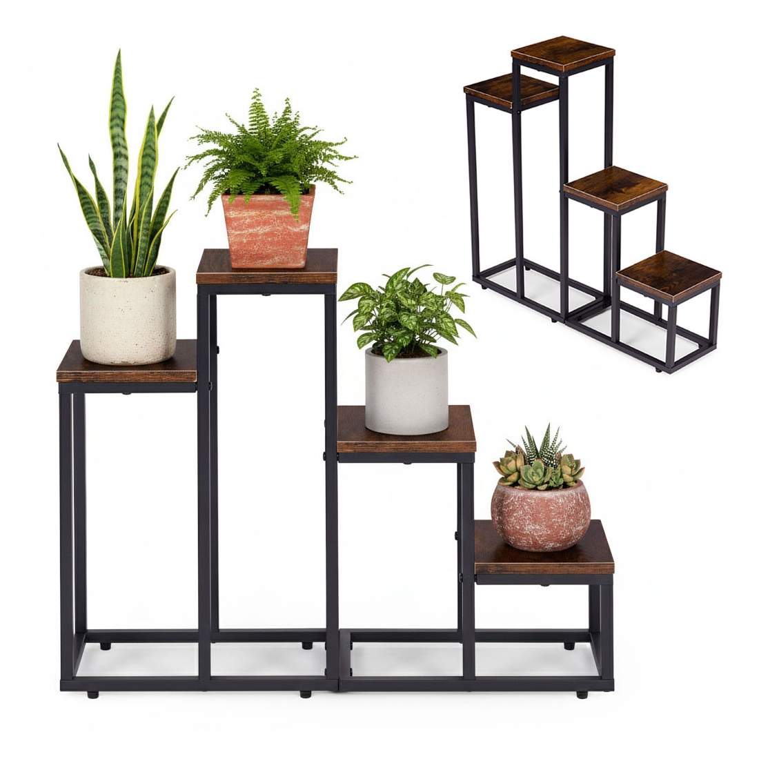 Växtställ i loftstil – 4 hyllor, stål och spånskiva | Hem & Hobby | Pryloteket