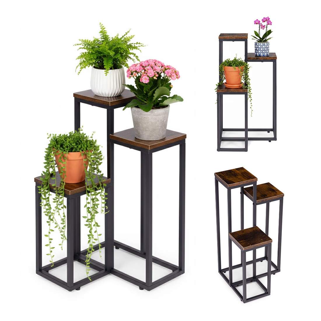 Växtställ i loftstil – 3 hyllor, stål och spånskiva | Hem & Hobby | Pryloteket