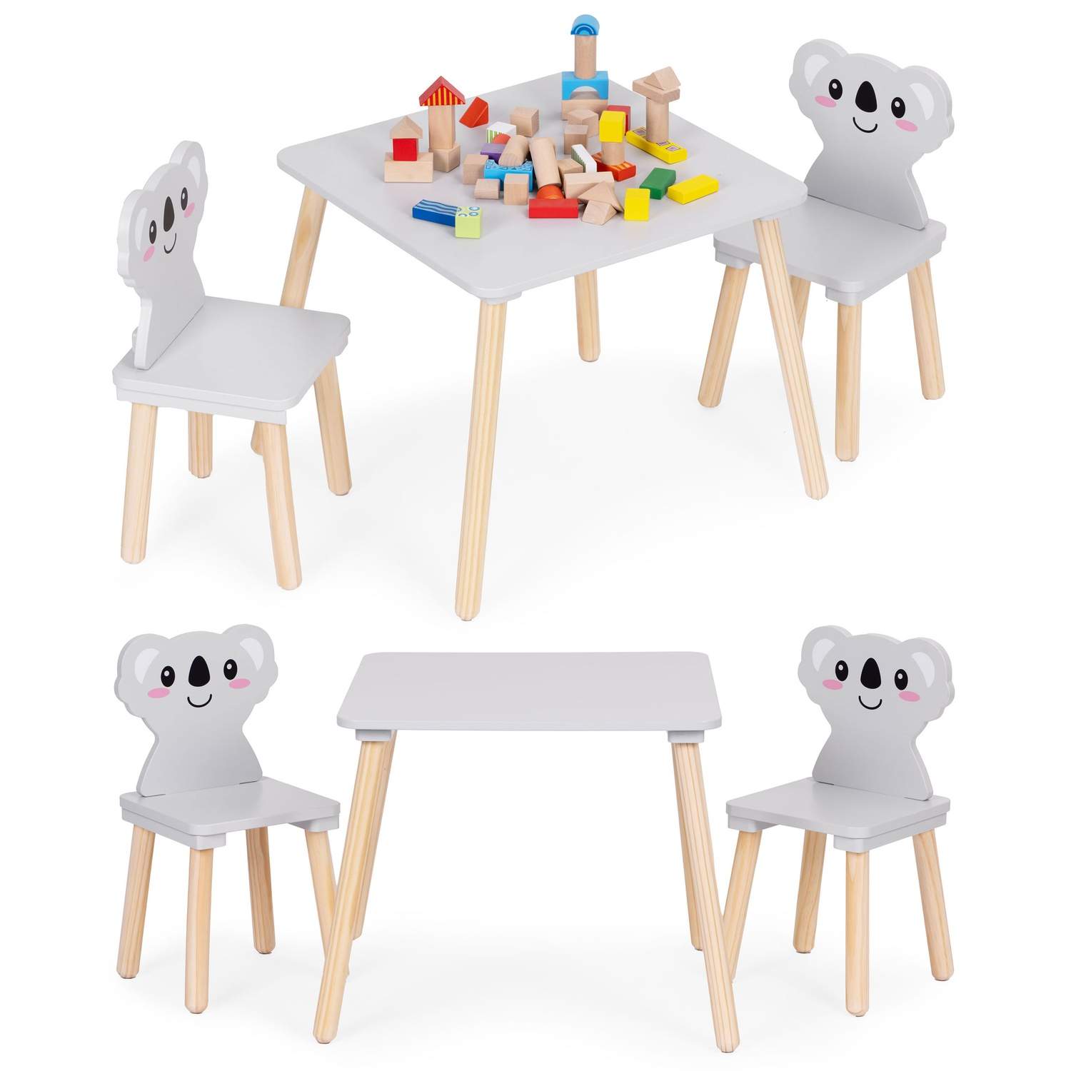 Børnebord og stolesæt – Koala Design, træ og MDF