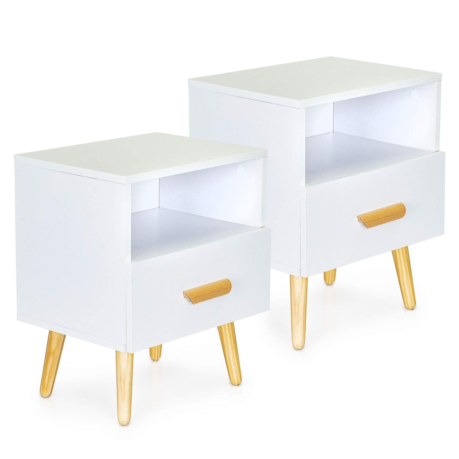 Vita sängbord, set om 2 – furuben, låda | Hem & Hobby | Pryloteket