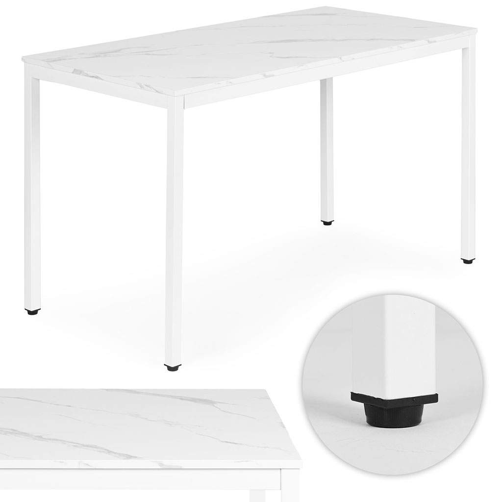 Køkken spisebord eller skrivebord – 120x60 cm, hvid marmor