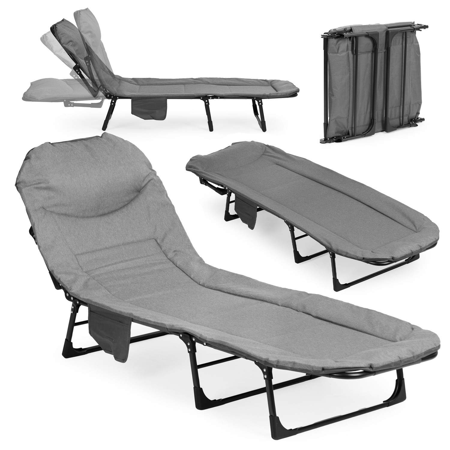 Sammenklappelig campingseng – justerbar, vandtæt, 200x65 cm