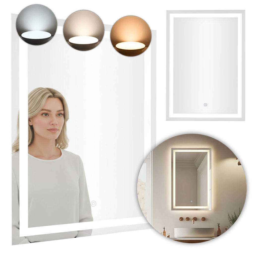 LED-badrumsspegel 50x70 cm – 3 färger, touchknapp | Hem & Hobby | Pryloteket