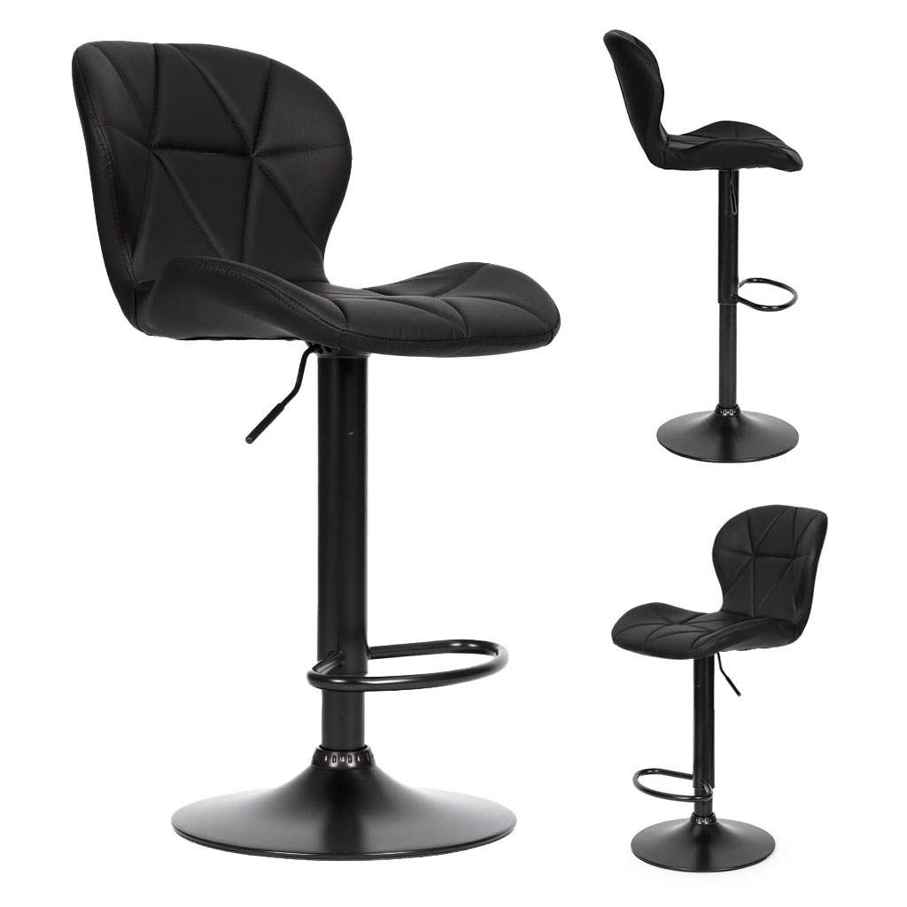 Drejebarstol – Højdejusterbar, Fodstøtte, Sort