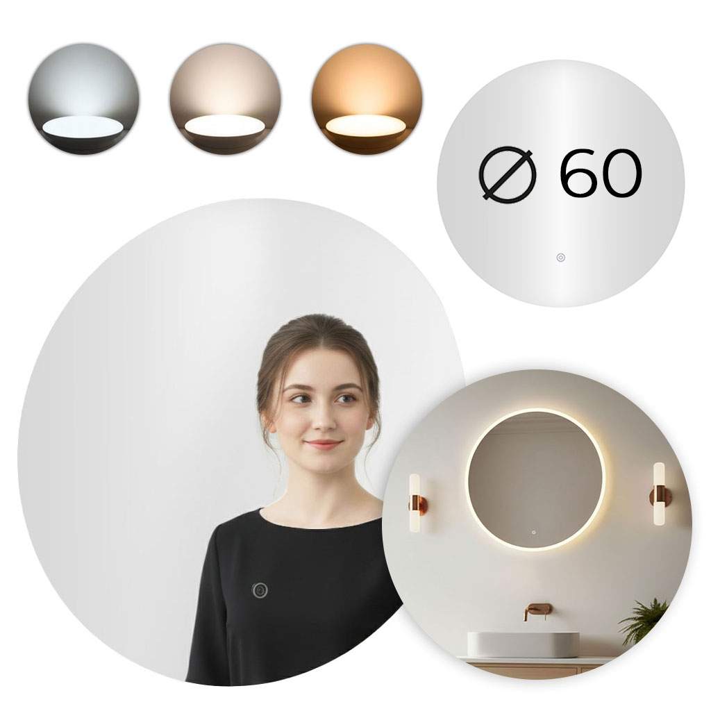 LED-badrumsspegel – 60 cm, 3 ljusfärger, touchknapp | Hem & Hobby | Pryloteket