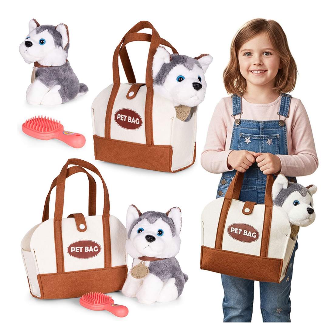 Plysch Husky med väska och borste – För barn 3+ | Hem & Hobby | Pryloteket