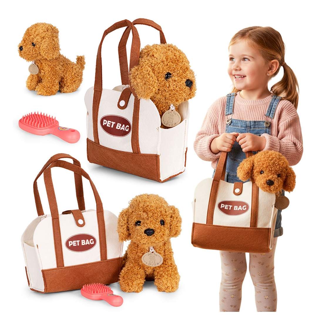 Plyschpudelleksak med väska och borste – 3+ år | Hem & Hobby | Pryloteket