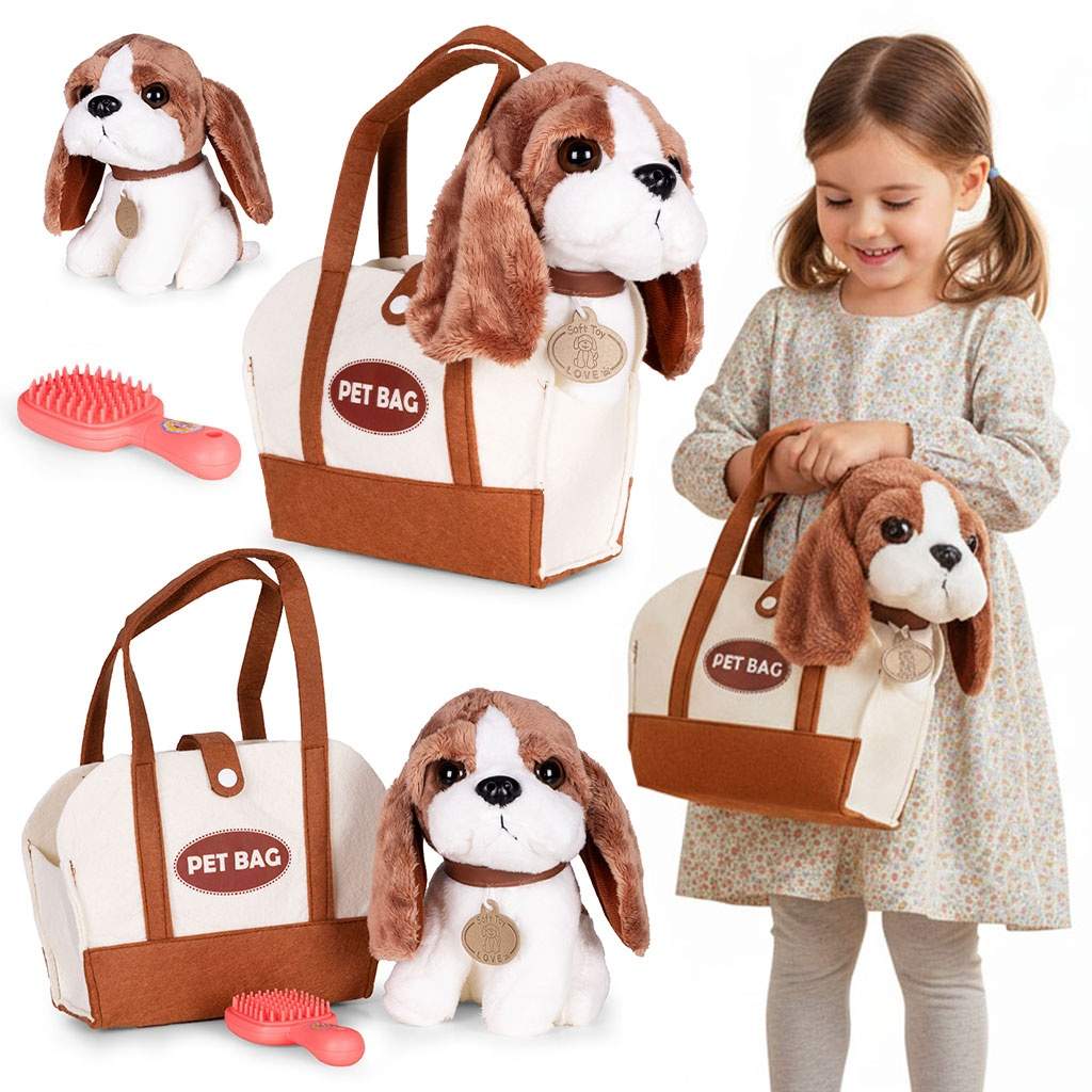 Plys Beagle legetøj med taske og børste – Alder 3+
