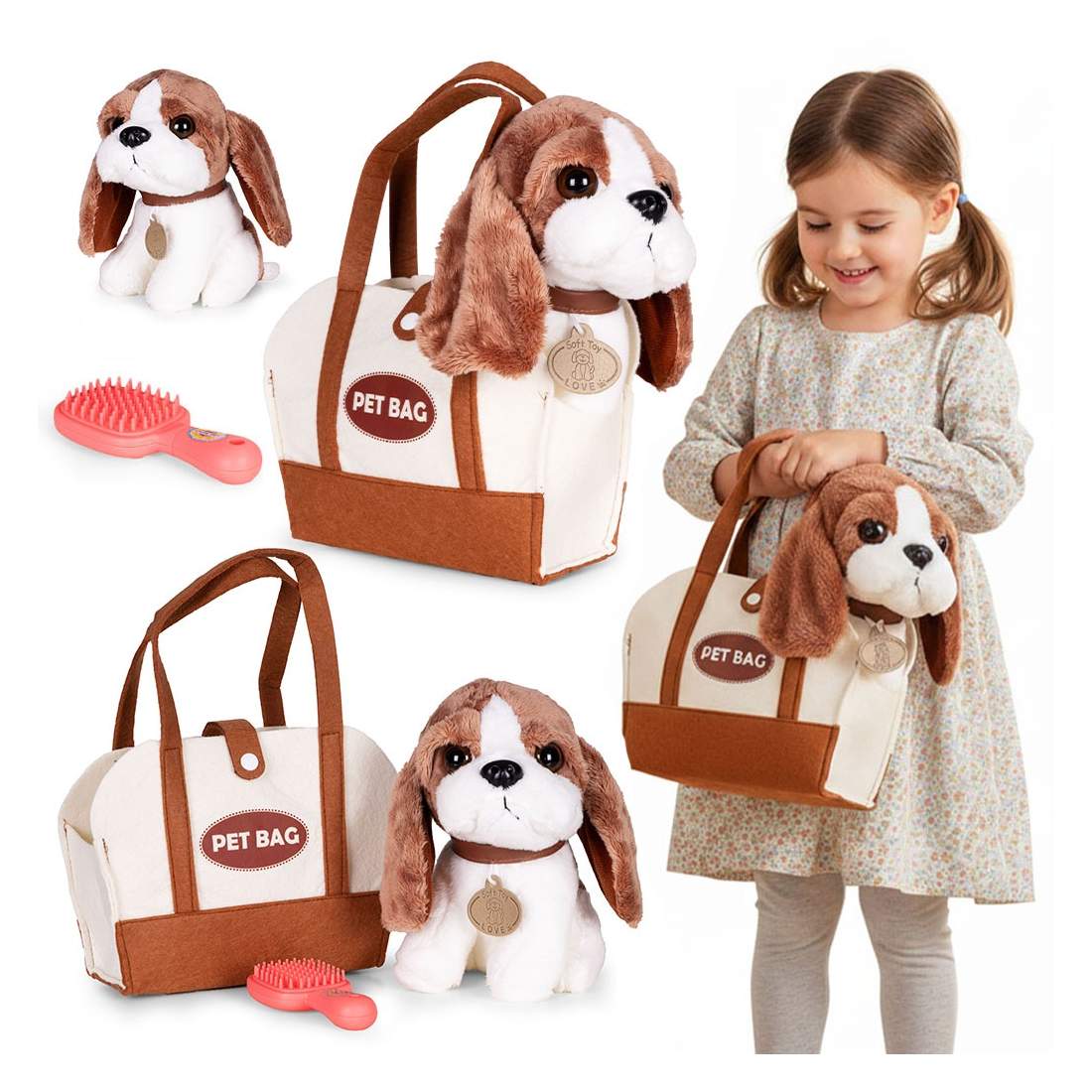 Plysch Beagle-leksak med väska och borste – 3+ år | Hem & Hobby | Pryloteket