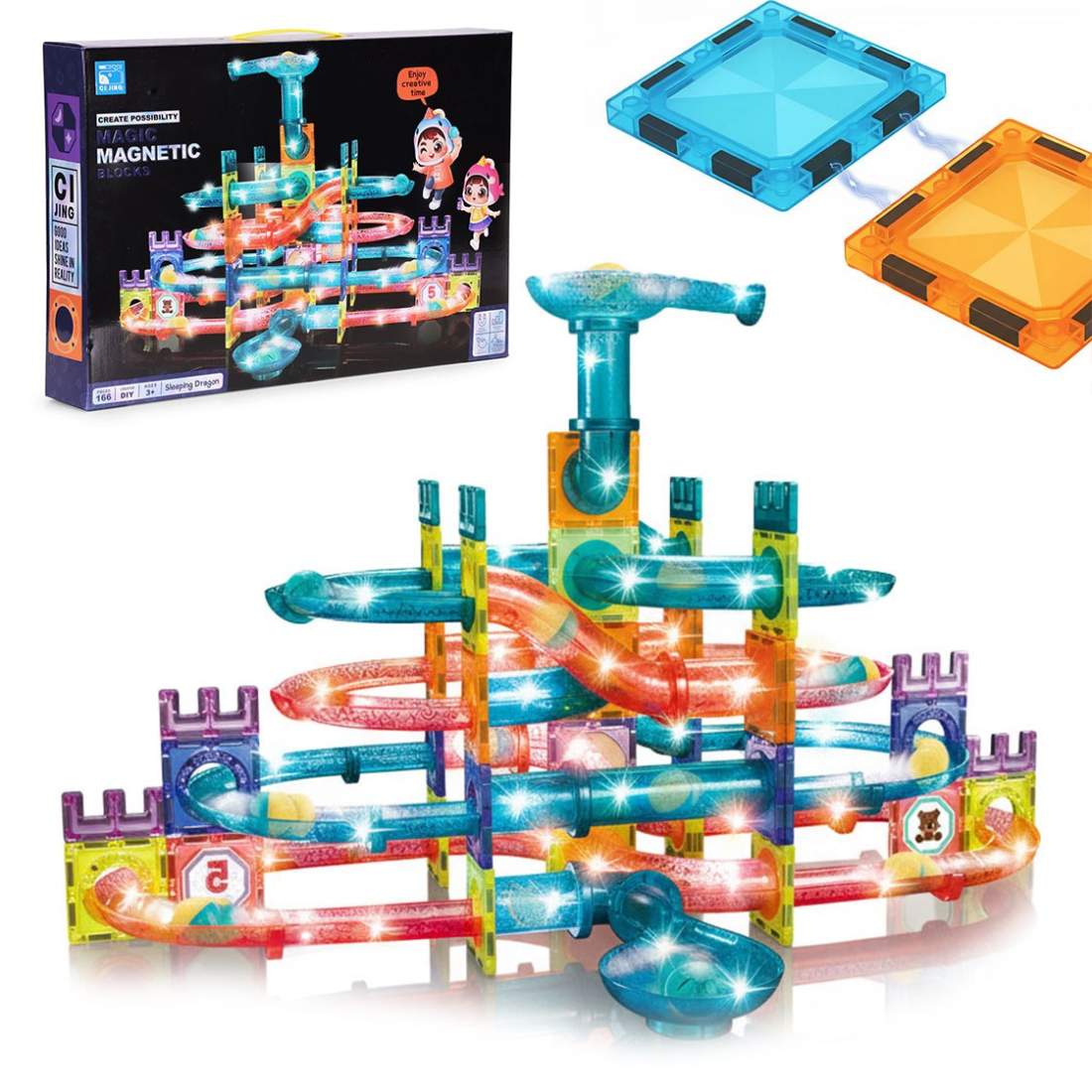 Magnetiska LED-kulbana – 166 bitar, kreativ lek | Hem & Hobby | Pryloteket