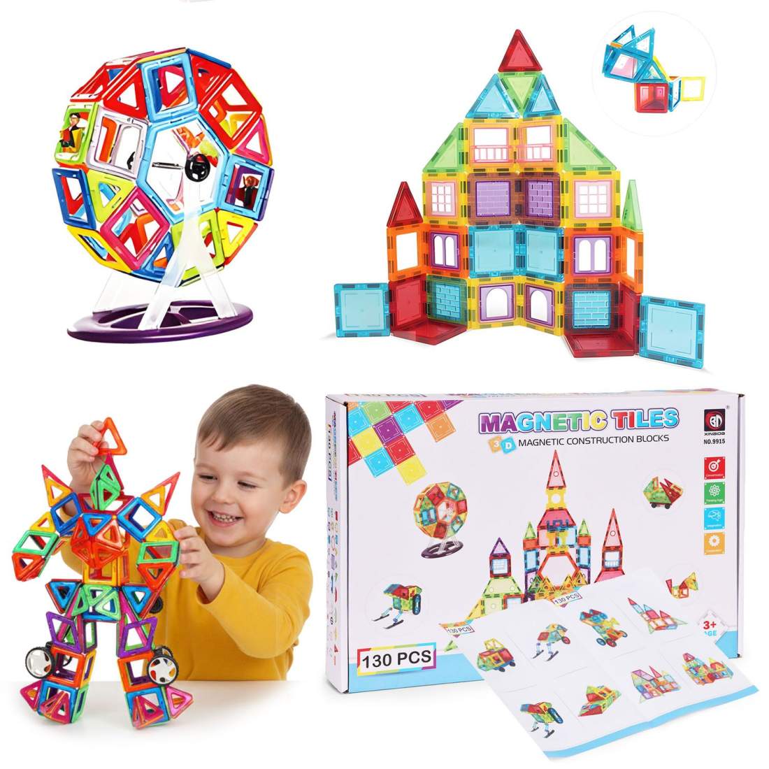 Magnetiska byggklossar – 130 delar, 3D-kreativitet | Hem & Hobby | Pryloteket