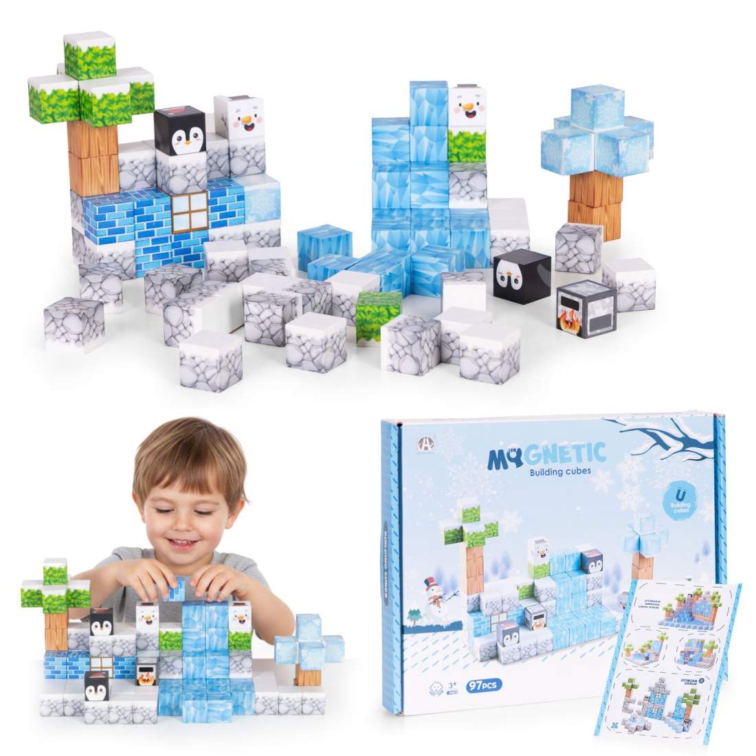 Magnetiska byggklossar, 97 delar – vintertema | Hem & Hobby | Pryloteket