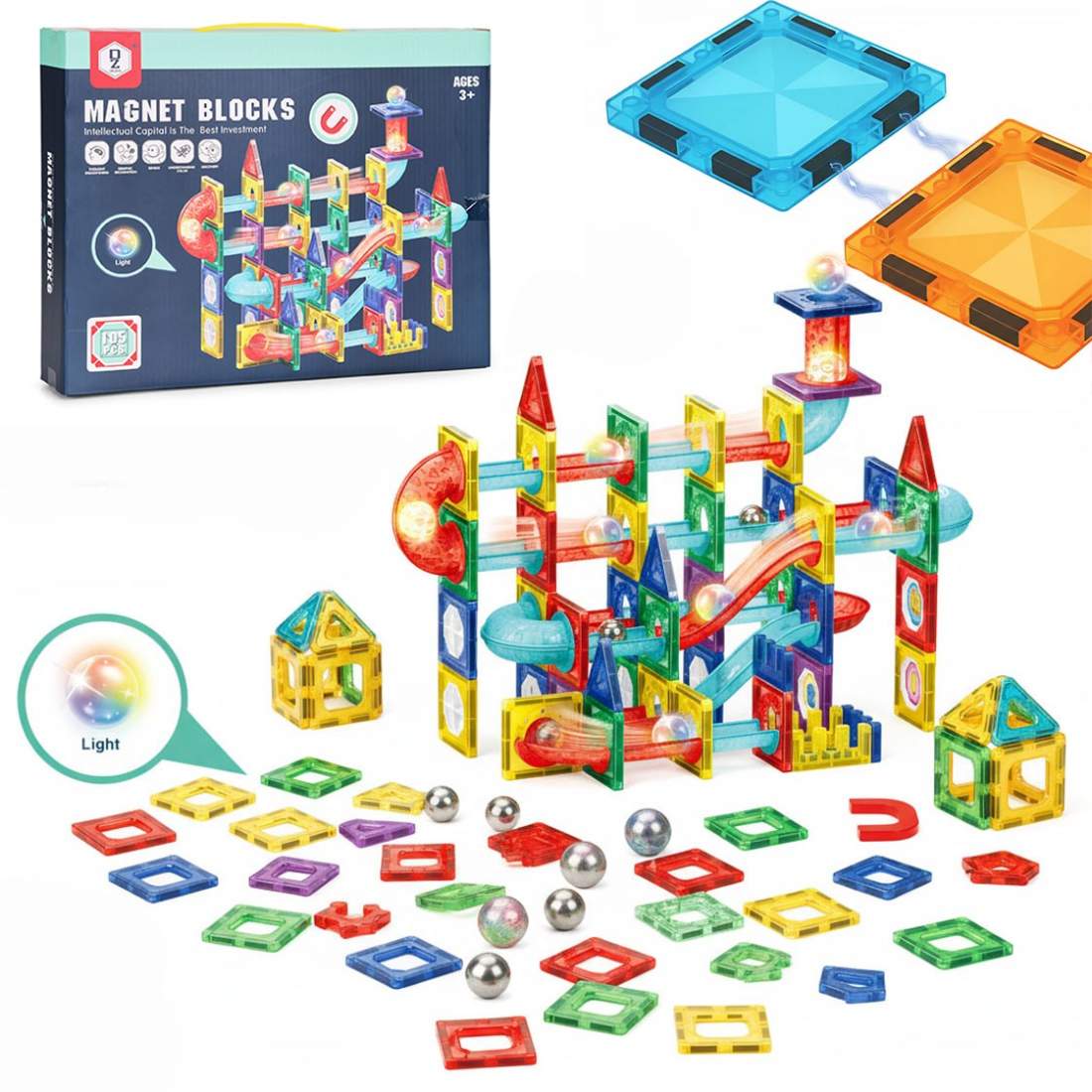 Magnetiska LED-kulspelsblock – set med 105 delar | Hem & Hobby | Pryloteket