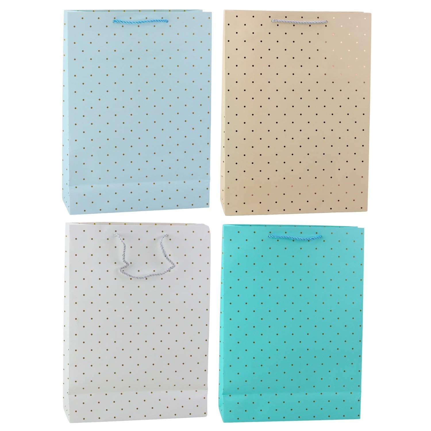 Gavepose med guldprikker, 41 x 30 x 12 cm