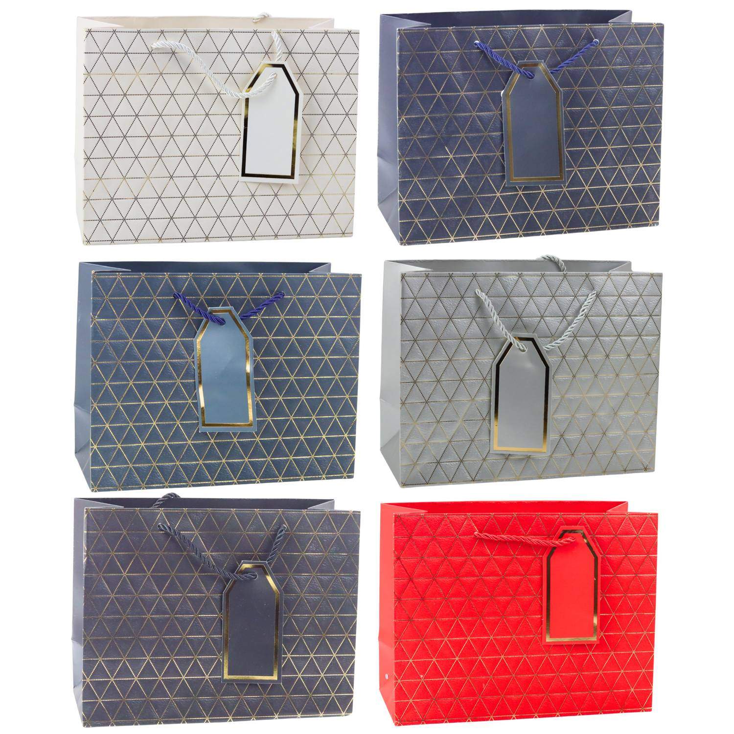 Gavepose, geometriske guldlinjer, 23 x 18 x 10 cm