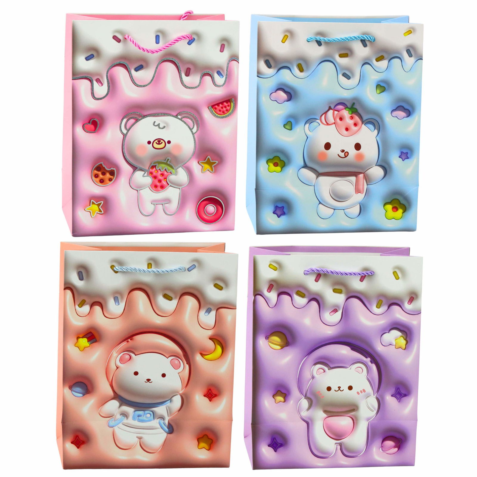 Gavepose, Papir, Pastel Bjørn Design, 23 x 18 x 10,5 cm