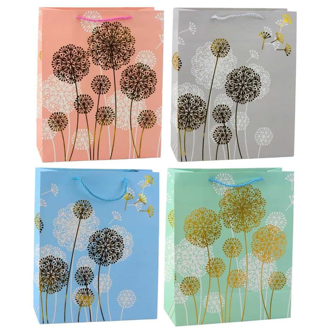 Presentpåse med guldmaskroselement, 32 x 26 x 12 cm | Hem & Hobby | Pryloteket