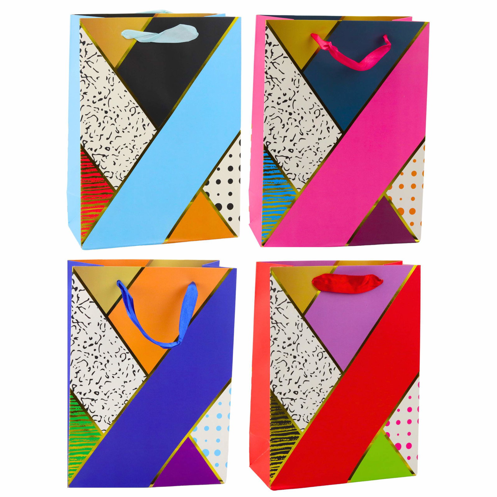 Gavepose, geometriske mønstre, 23 x 18 x 10,5 cm