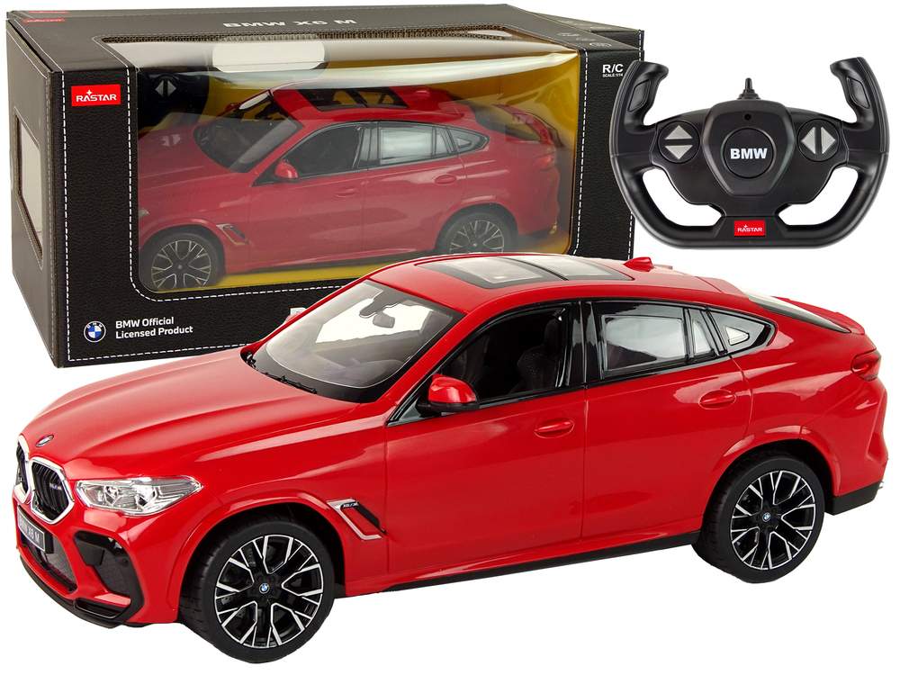 Fjernbetjent bil, BMW X6 M, skala 1:14, rød