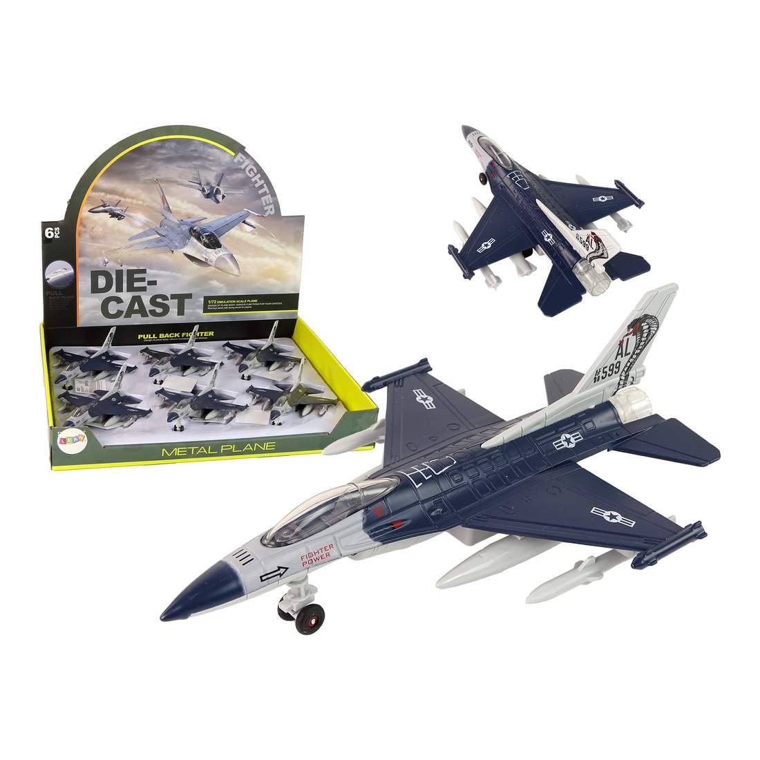 Friktionsdrivet flygplan med ljus och ljud, 1:72 blå | Hem & Hobby | Pryloteket