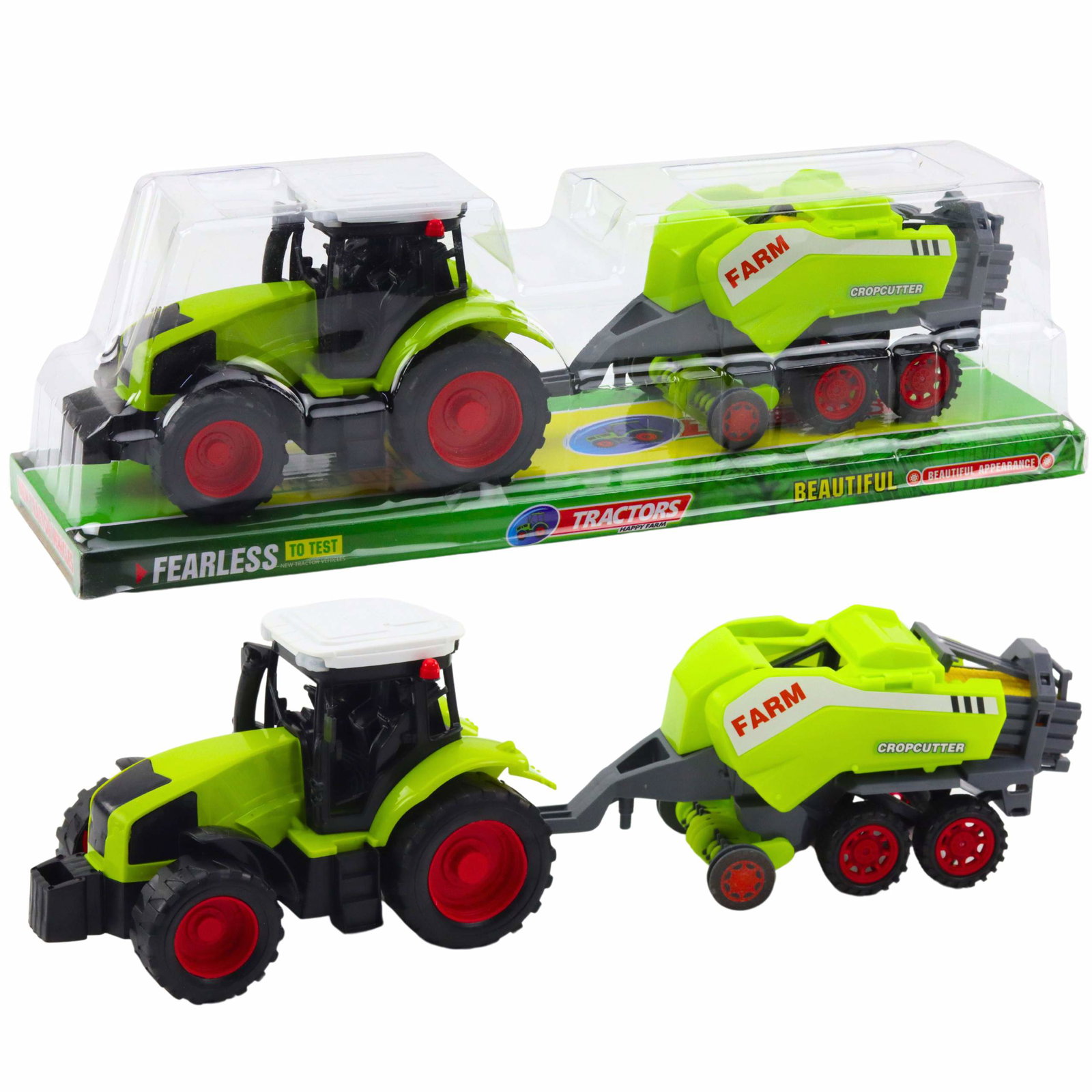 Traktor Ciągnik z Prasą Rolniczą, Zielony