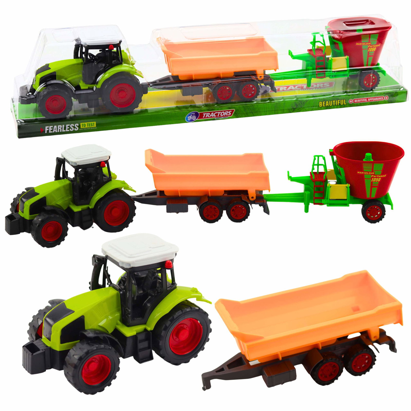 Traktor Rolniczy fra Przyczepą i Wozem Paszowym