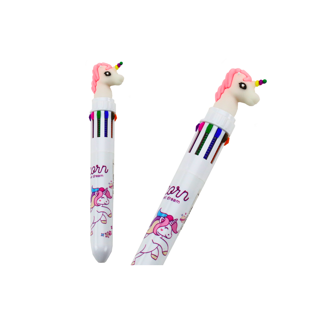 Unicorn flerfärgad penna, automatisk, 10 färger, vit | Hem & Hobby | Pryloteket