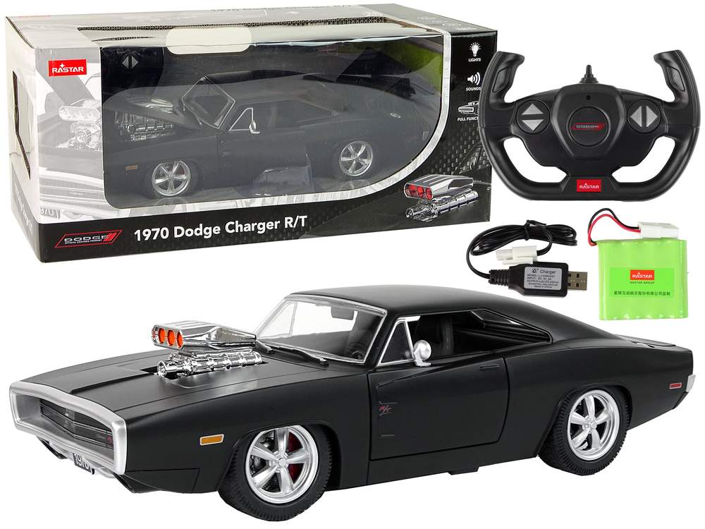 RC Dodge Charger 1:16 skala sort modelbil