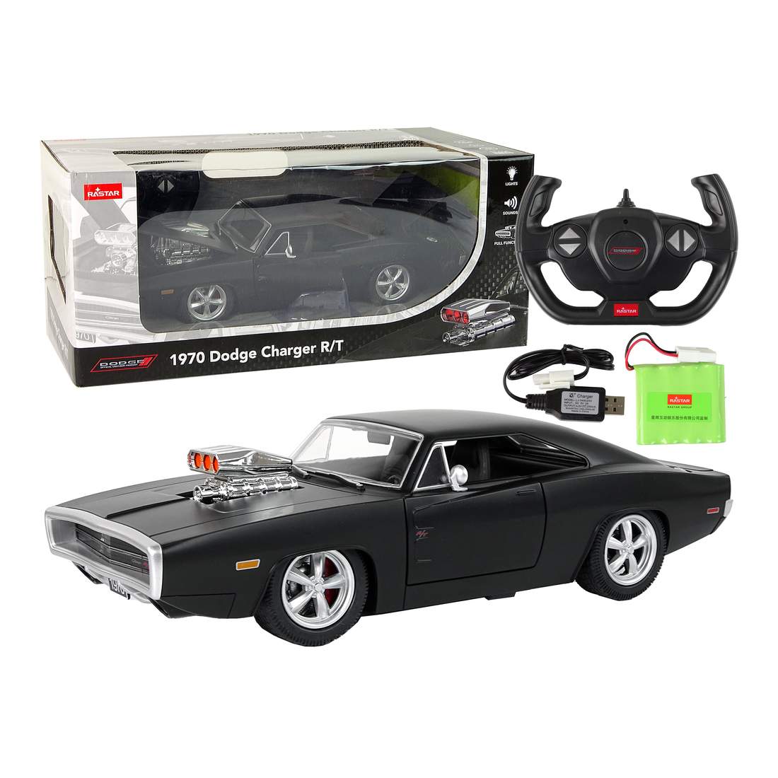 RC Dodge Charger 1:16 Skala svart modellbil | Hem & Hobby | Pryloteket
