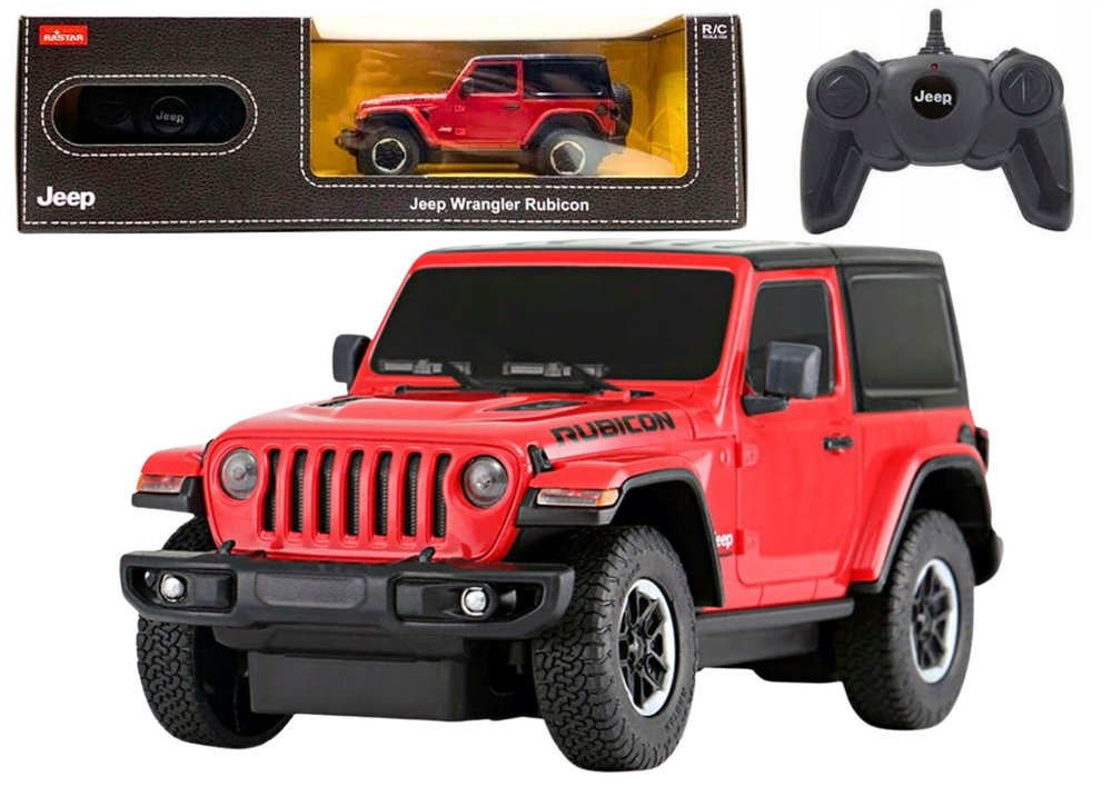 Fjernbetjening Jeep Wrangler JL Rubicon, rød, skala 1:24