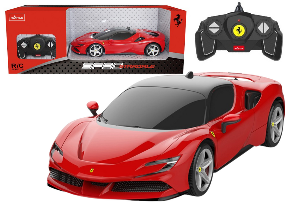 Fjernbetjening Bil 1:18 Ferrari SF90 Stradale Rød