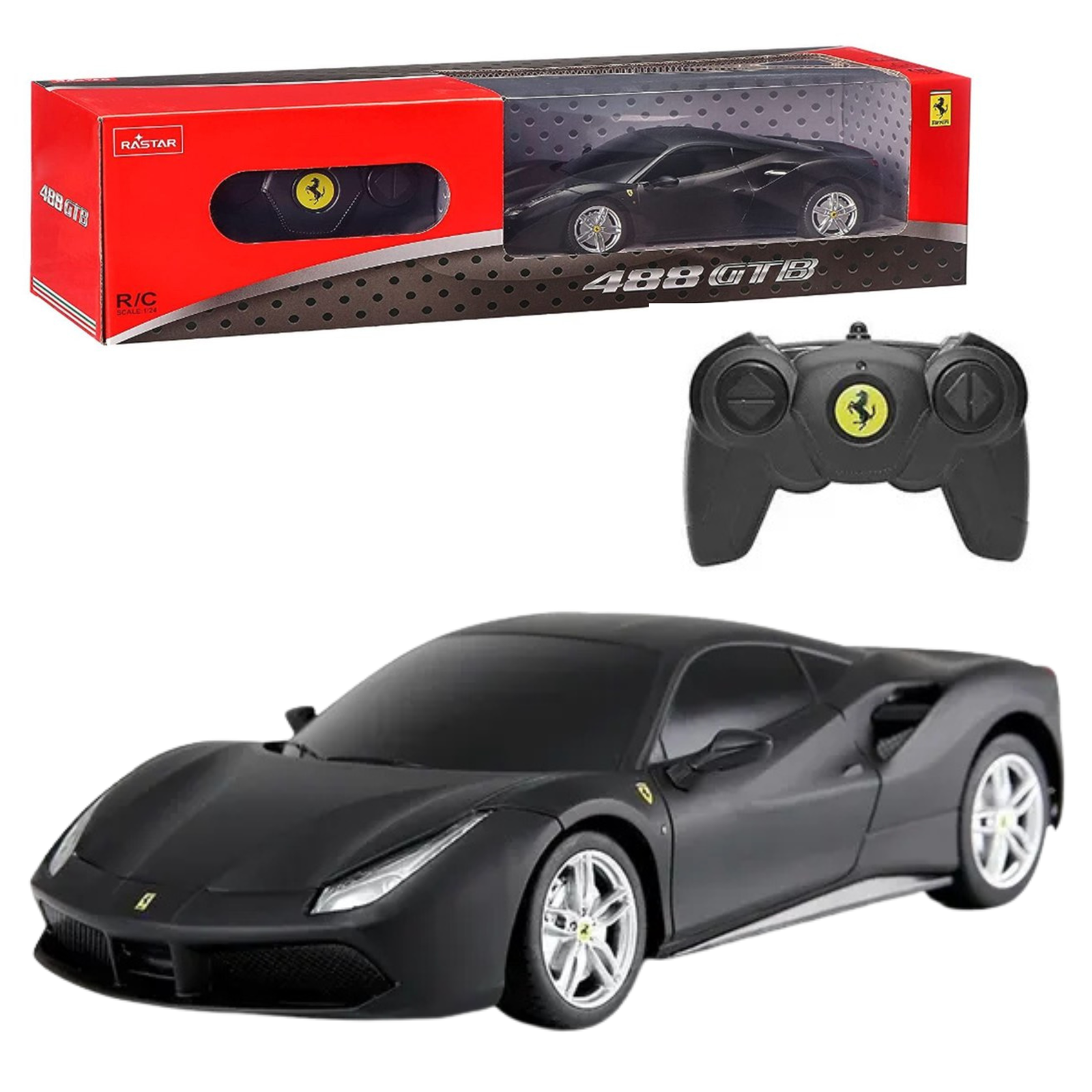 Fjärrkontrollbil, Skala 1:24 Ferrari 488 GTB, Svart | Hem & Hobby | Pryloteket