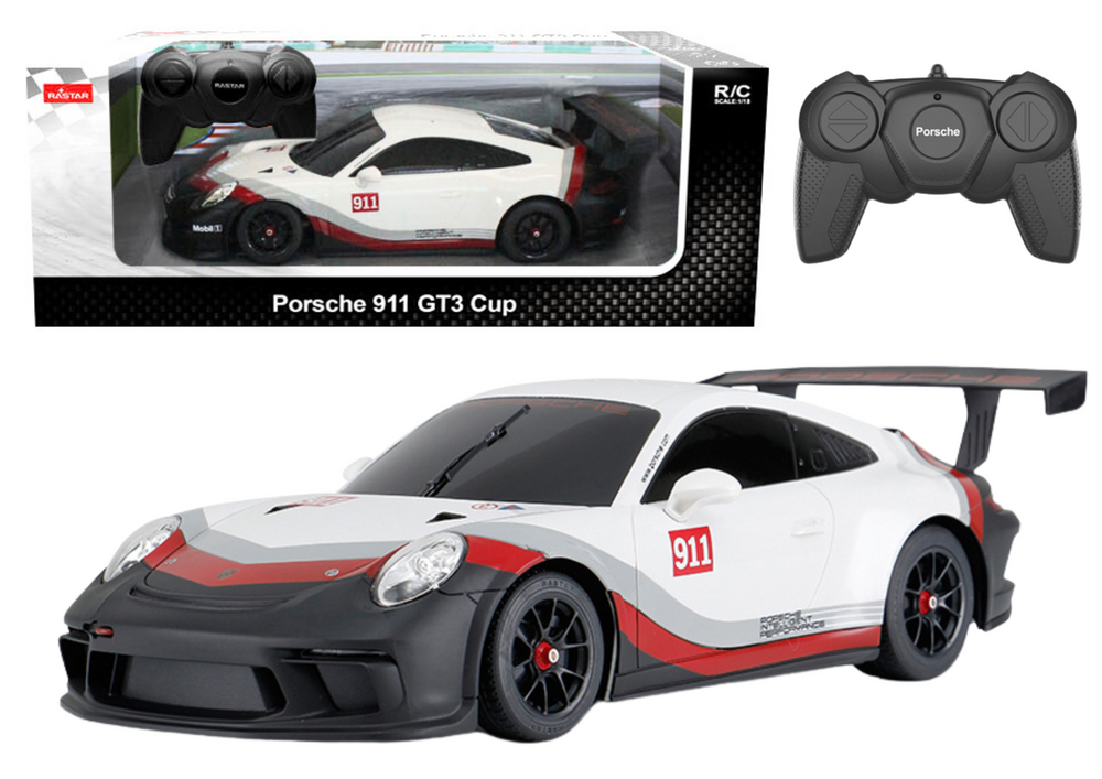 RC Car 1:18 Skala, Hvid-grå Porsche 911 GT3