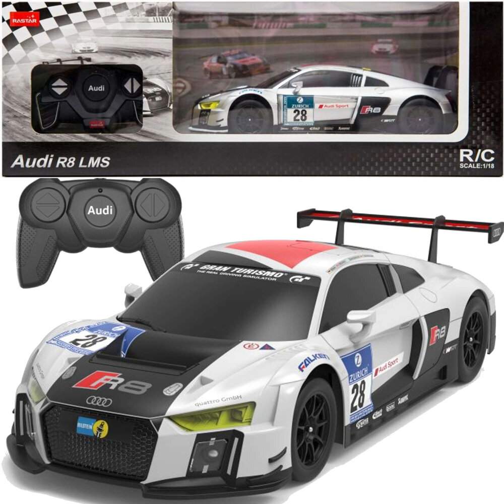 Fjernbetjening sportsvogn – Hvid Audi R8 LMS 1:24 Skala