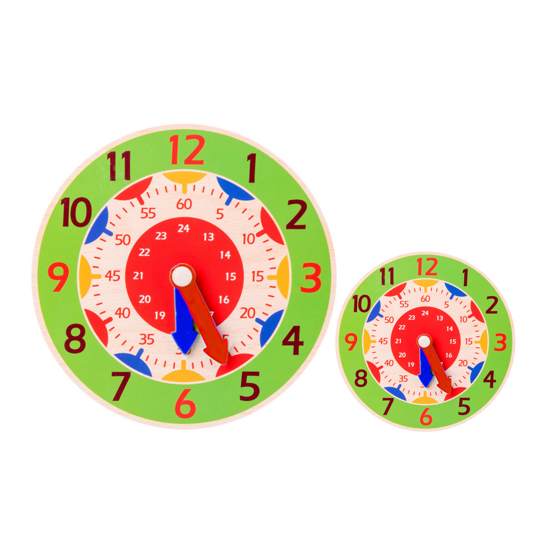 Pedagogisk träklocka, timmar minuter sekunder, grön | Hem & Hobby | Pryloteket