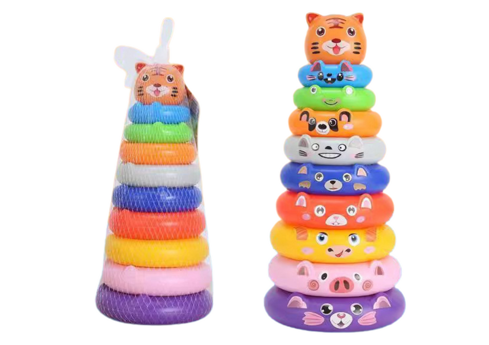 Animal Stickers Pyramid, Tiger Design, Farverigt