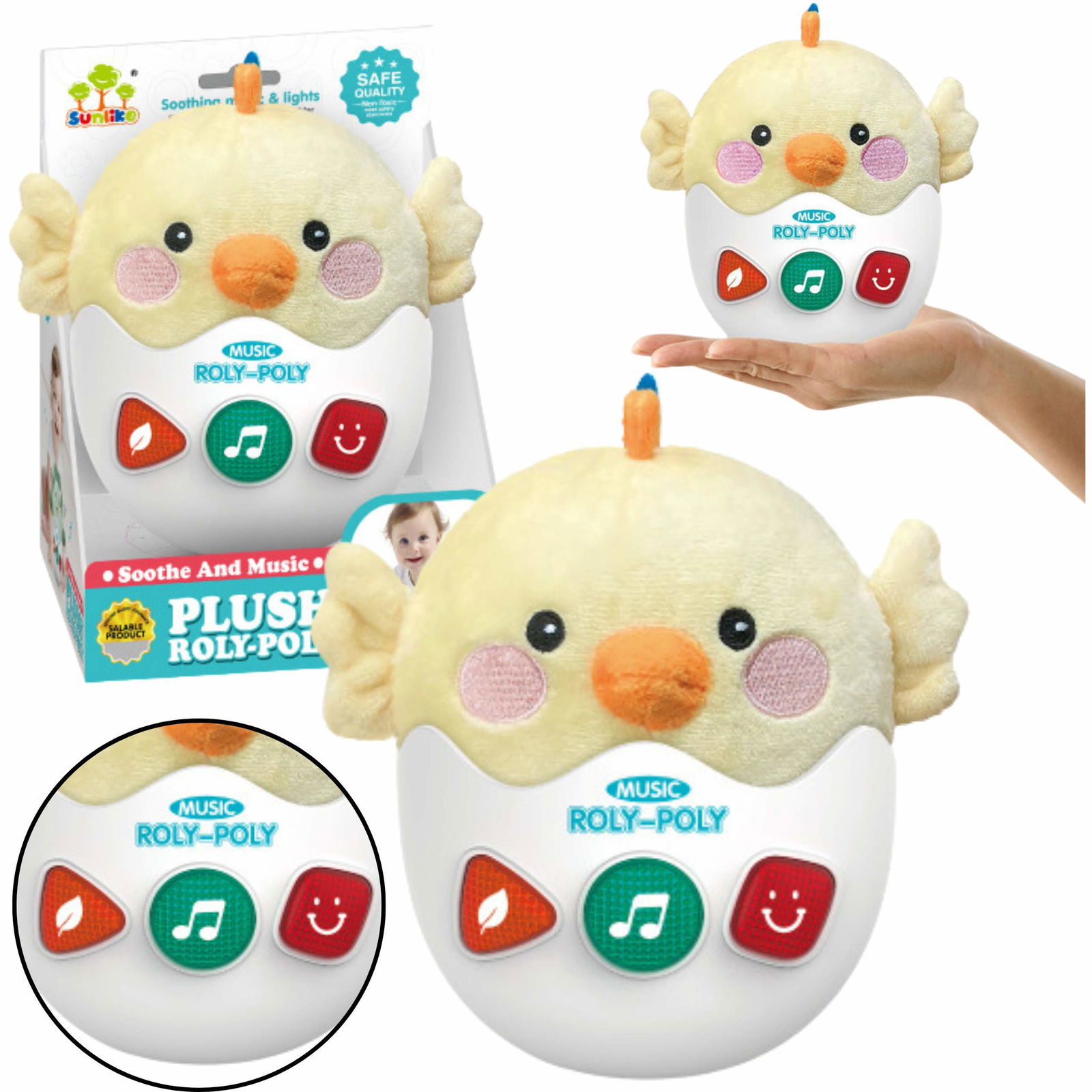 Interaktiv Wobble Toy Chicken med lys og lyde