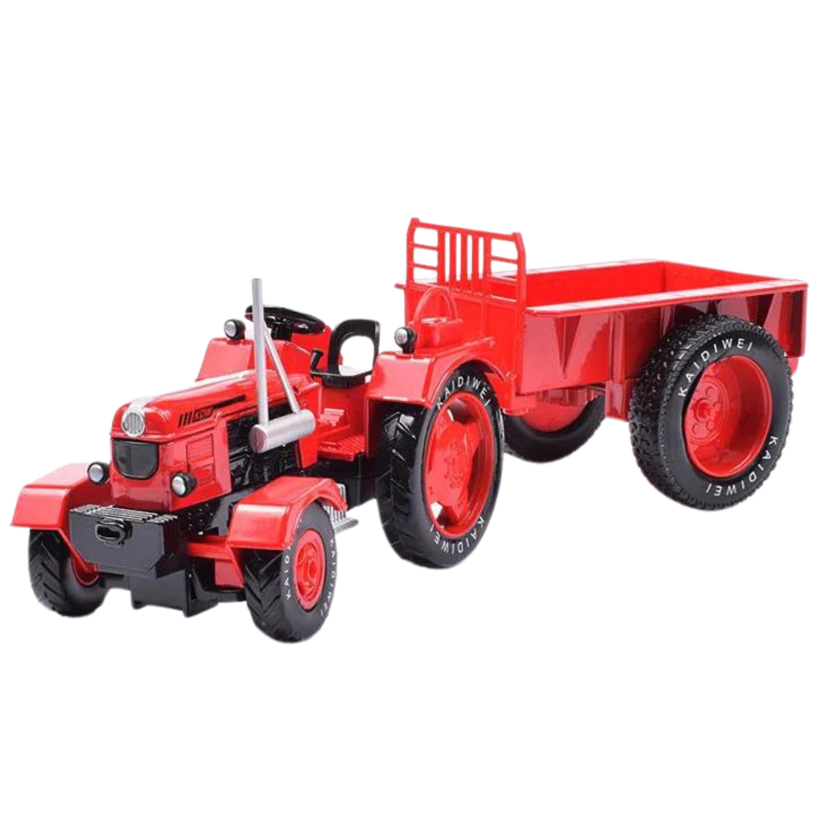 Rød Metal Farm Tractor med Trailer 1:18 Skala